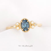 【即日配送】セリーヌリング ・0.60ct・モンタナ産ブルーグリーンサファイア・K14YG