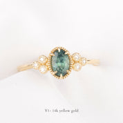 【即日配送】セリーヌリング ・0.60ct・モンタナ産ブルーグリーンサファイア・K14YG