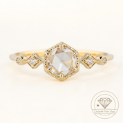 Stella Hexagon Round Rose Cut Diamond Ring