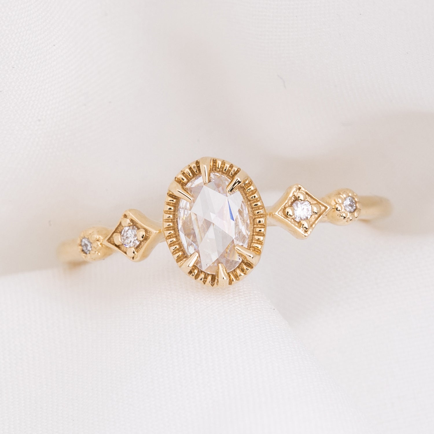Stella Ring, 0.30ct Oval Rose Cut Diamond