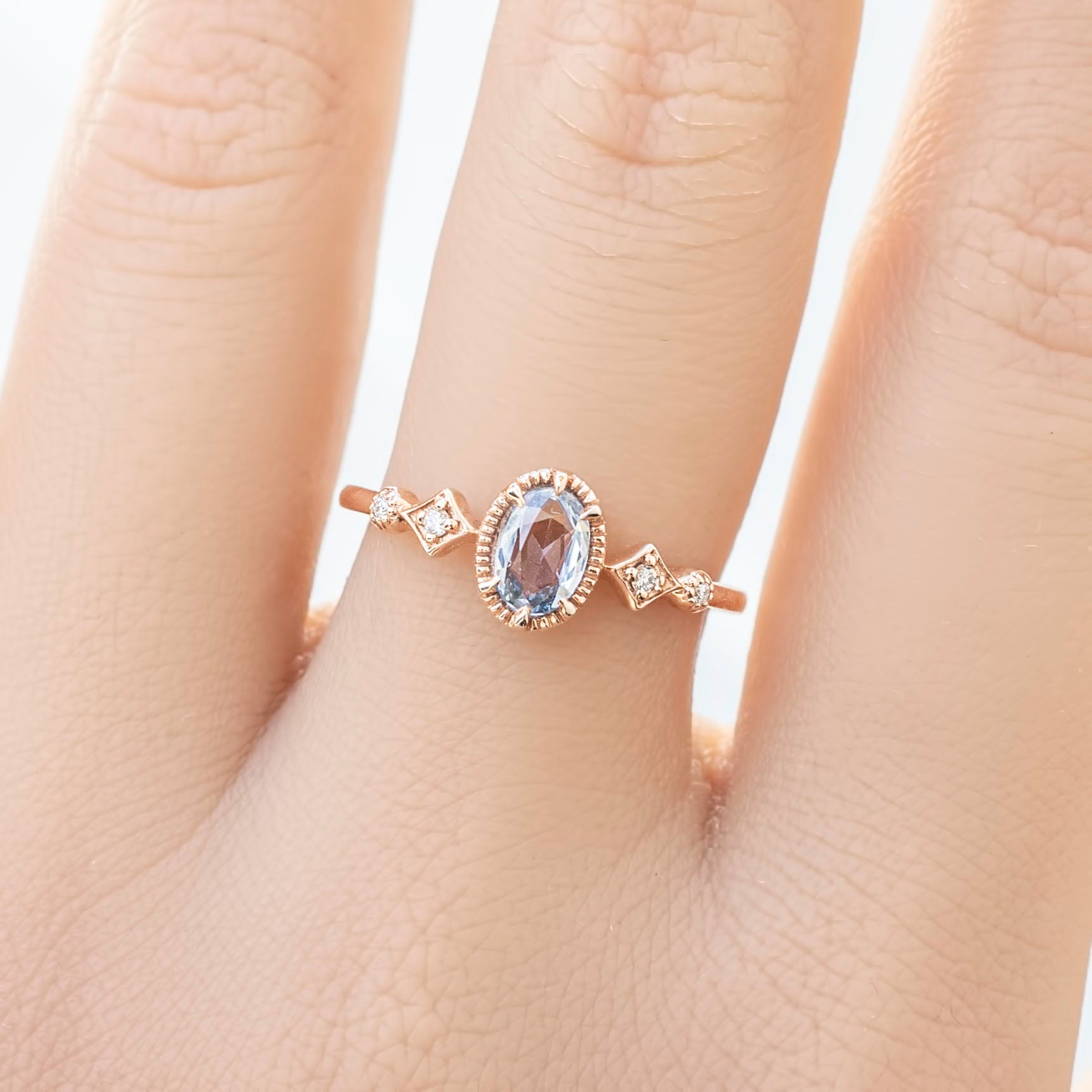 Stella Ring, 0.4ct Unheated Sapphire, oval shape gemstone