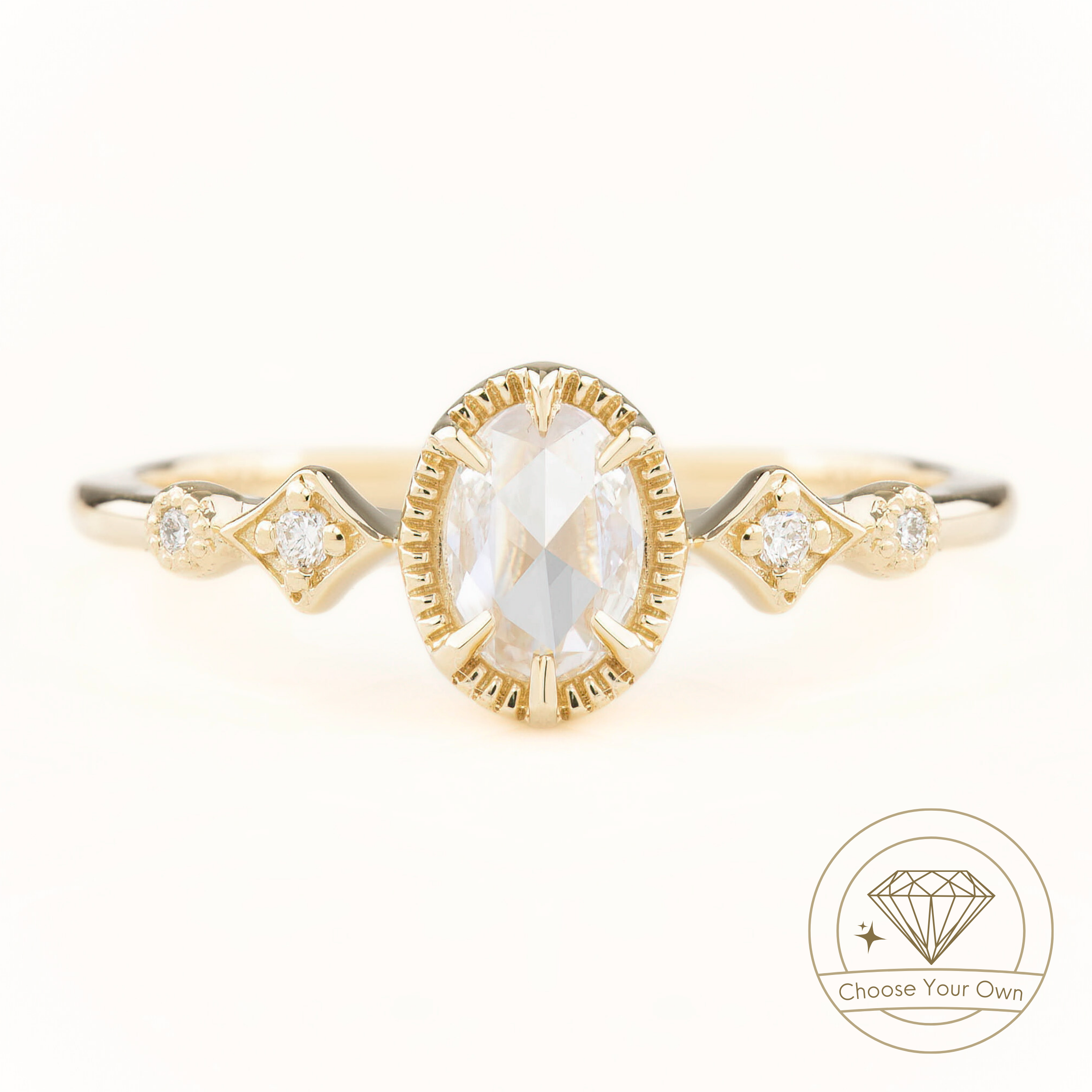 Stella Oval Rose Cut Diamond Ring
