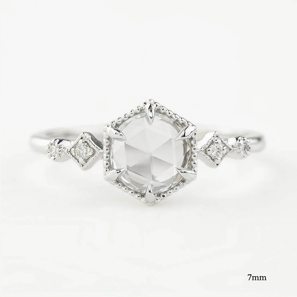 Stella Hexagon Round Rose Cut Diamond Ring