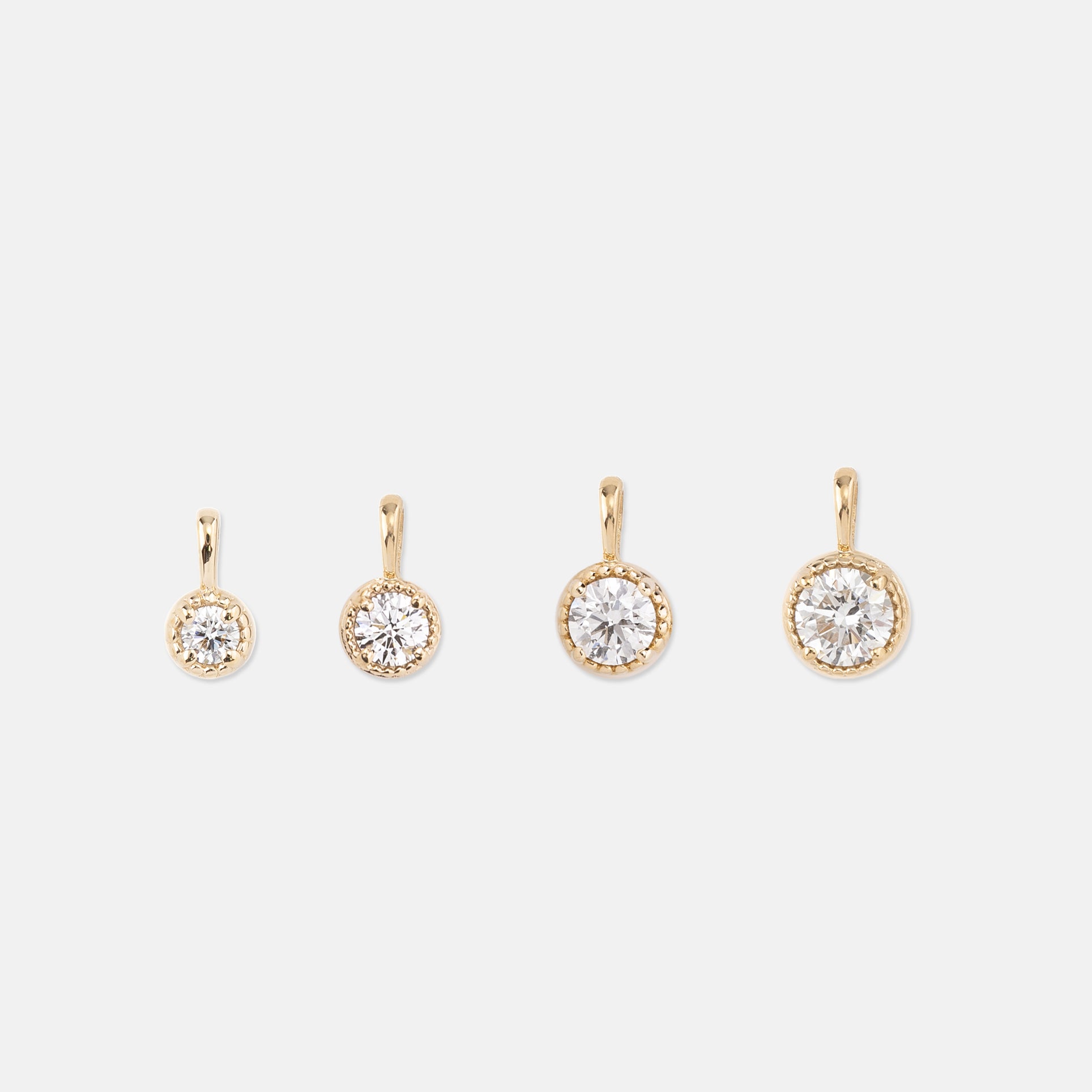 Dahlia diamond charm, different size comparison