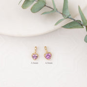 14K Gold Dahlia Heart Pink Sapphire Charm 3.5mm