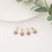 14K Gold Dahlia Heart Pink Sapphire Charm 3.5mm