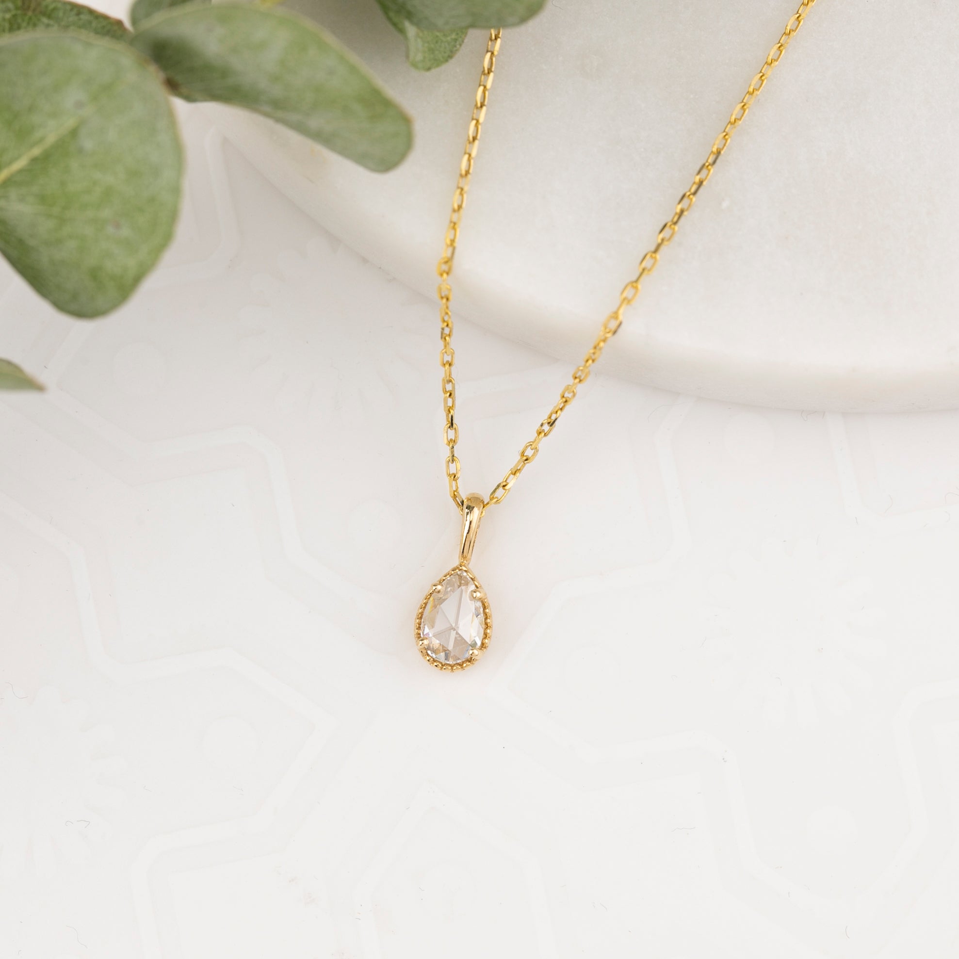 Dahlia Rose Cut Pear Diamond Charm