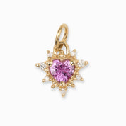 Halo Heart Pink Sapphire Charm