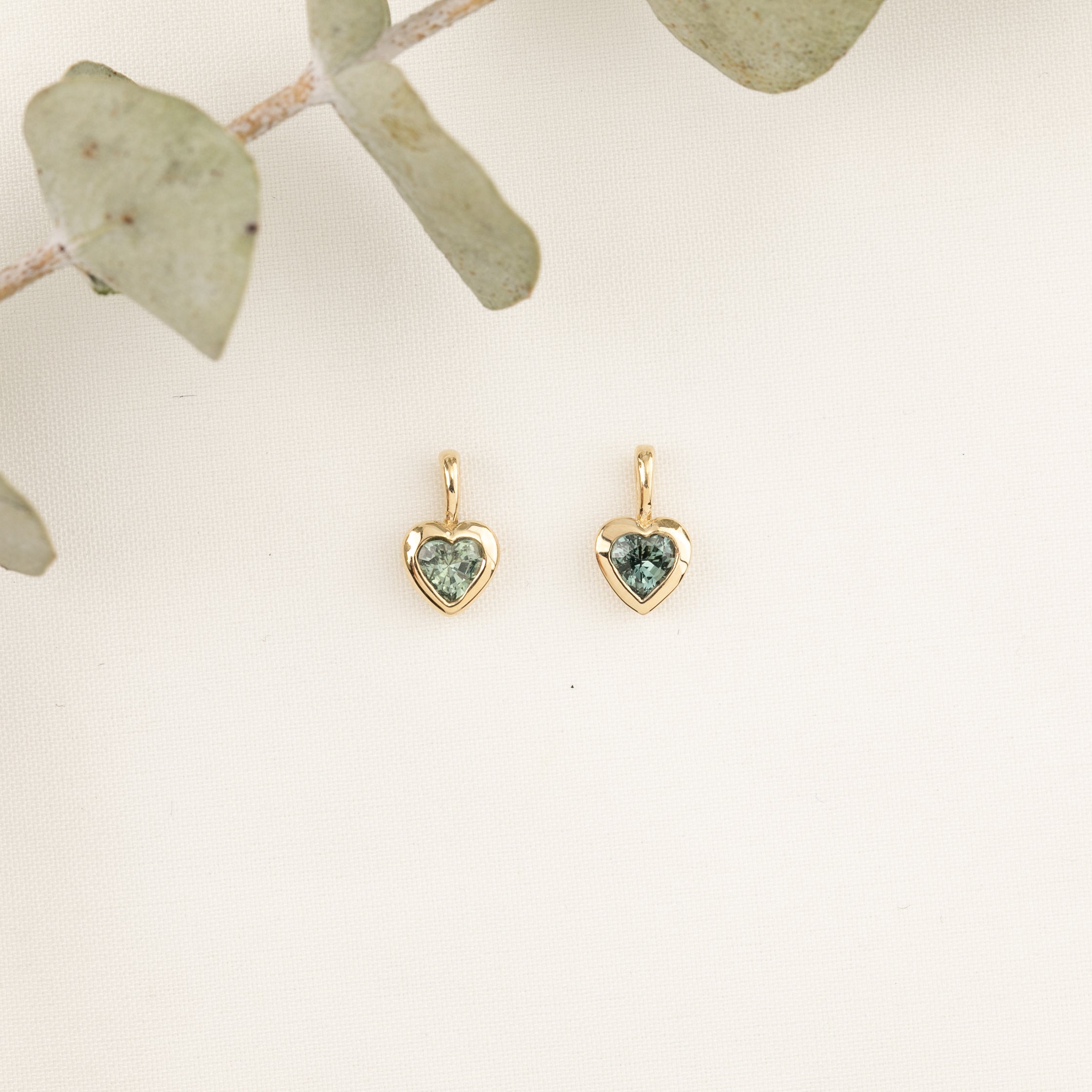 Heart Charm Green Sapphire 3.5mm