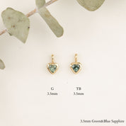 Heart Charm Necklace, Blue Green Sapphire