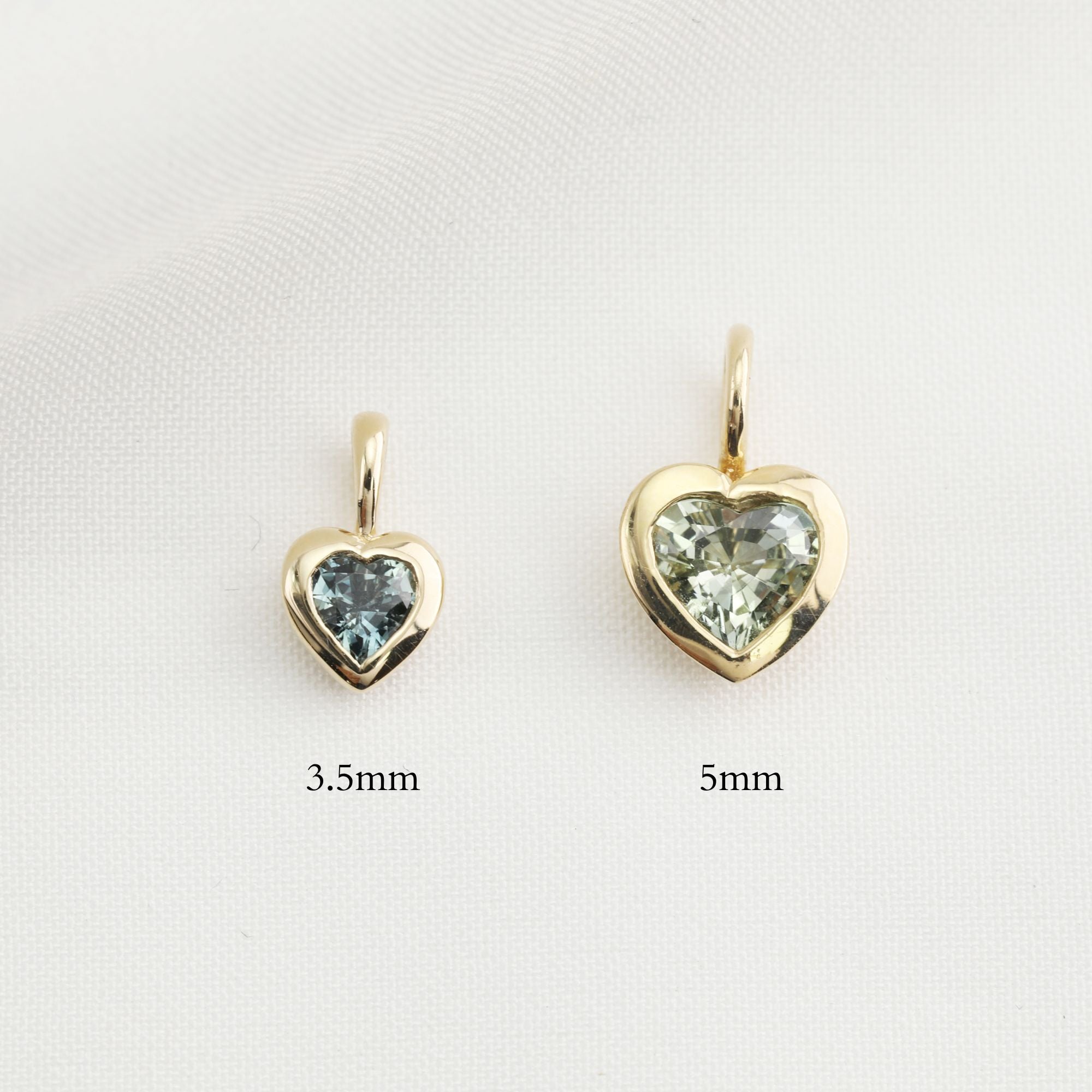 Heart Charm Necklace, Blue Green Sapphire