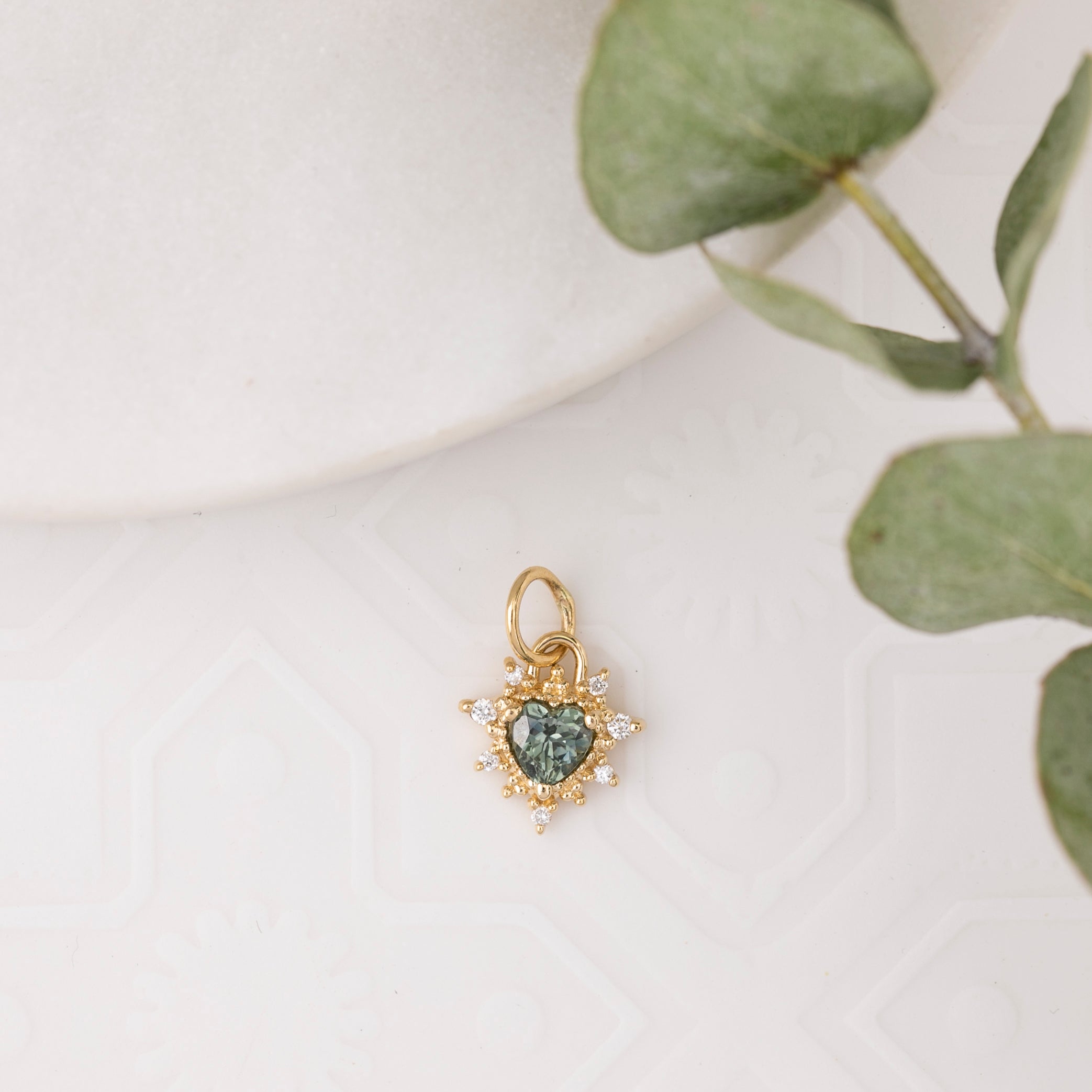 Halo Heart Montana Sapphire Charm