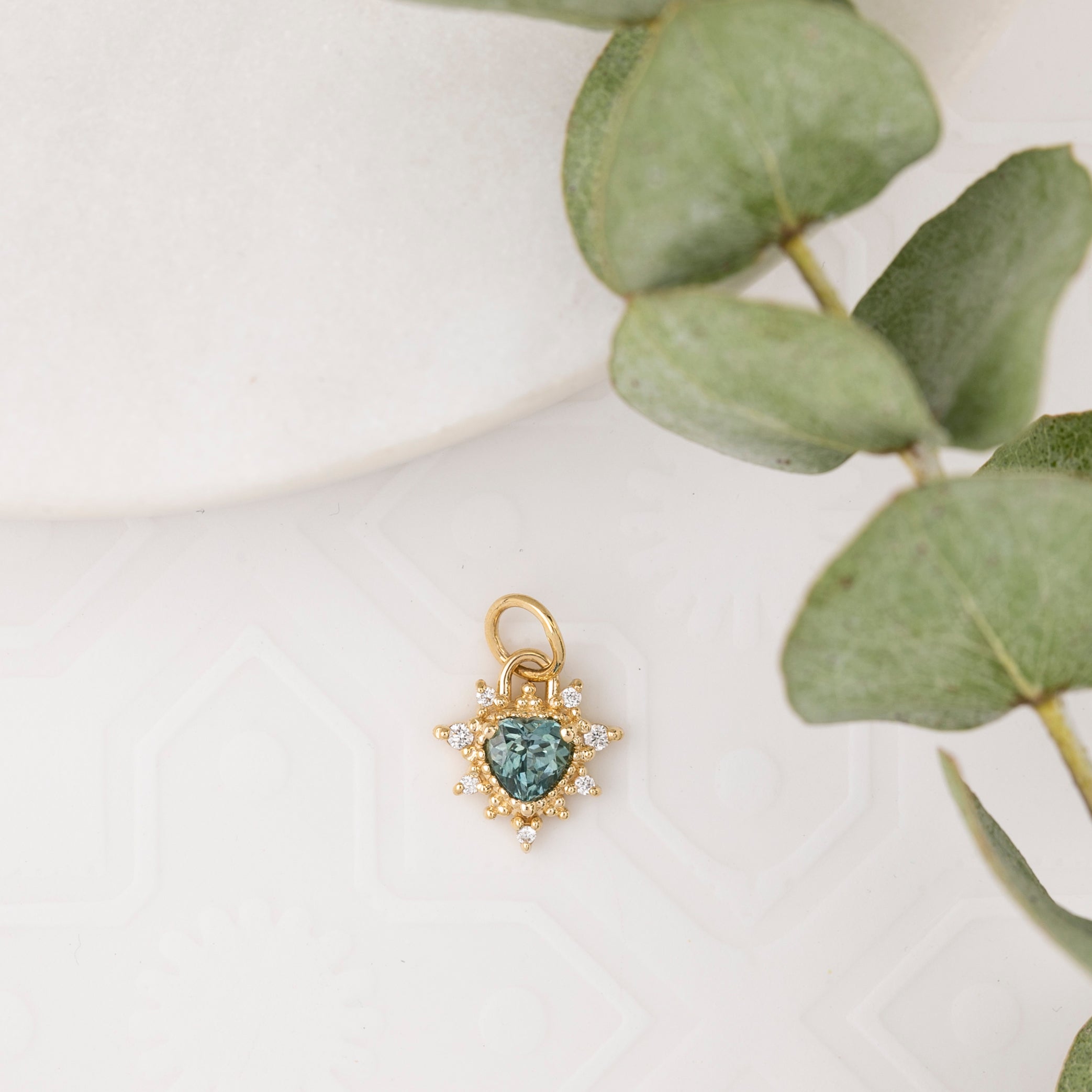 Halo Heart Montana Sapphire Charm