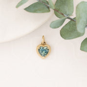14K Gold Spira Heart-Cut Blue-Green Montana Sapphire Charm