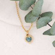 14K Gold Spira Heart-Cut Blue-Green Montana Sapphire Charm