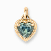 14K Gold Spira Heart-Cut Blue-Green Montana Sapphire Charm