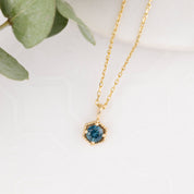 Milgrain Hexagon Montana Sapphire Charm 4mm