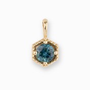 Milgrain Hexagon Montana Sapphire Charm 4mm