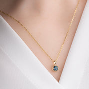 Milgrain Hexagon Montana Sapphire Charm 4mm