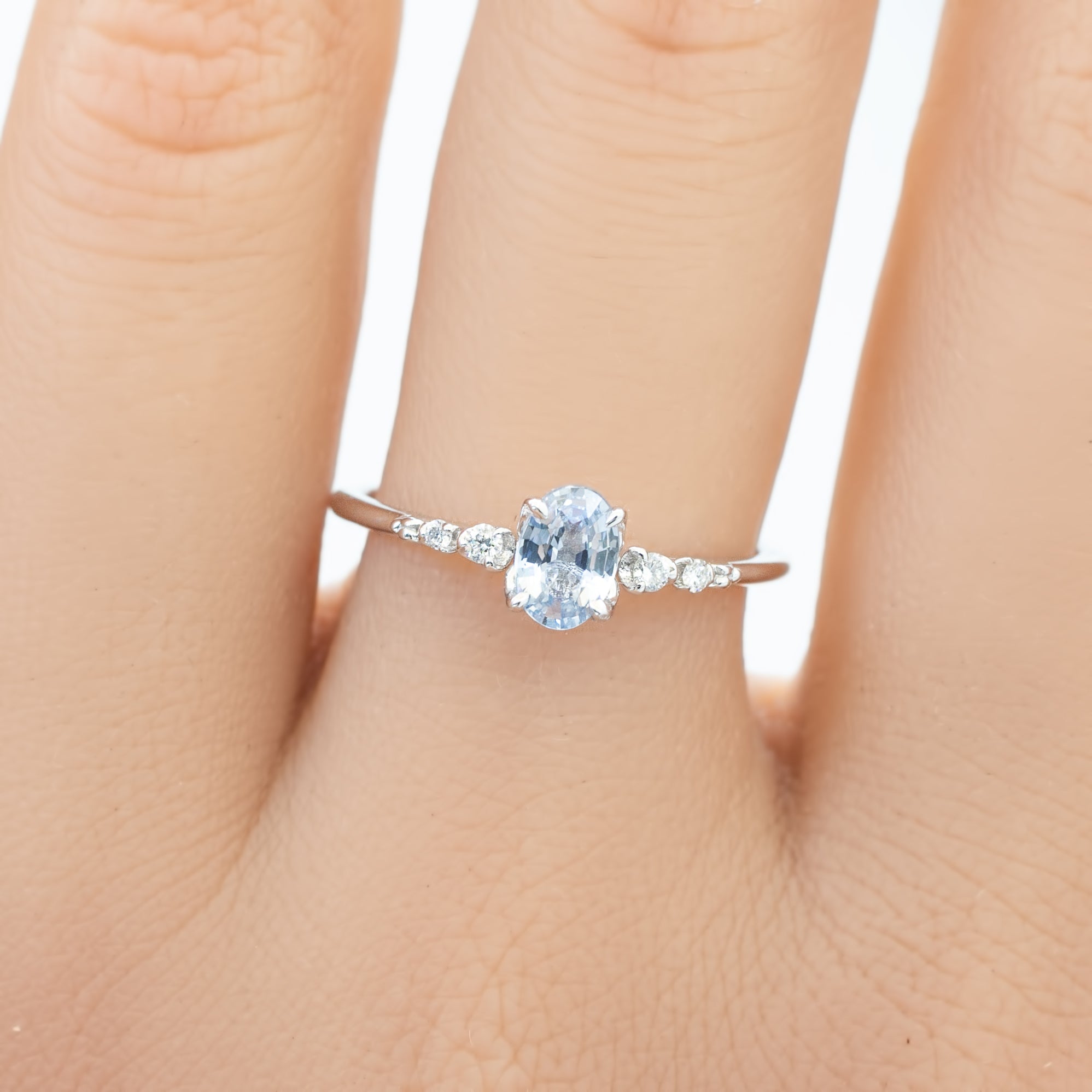 Estel Fleur Ring, 0.50ct Unheated Madagascar Sapphire, oval shape gemstone