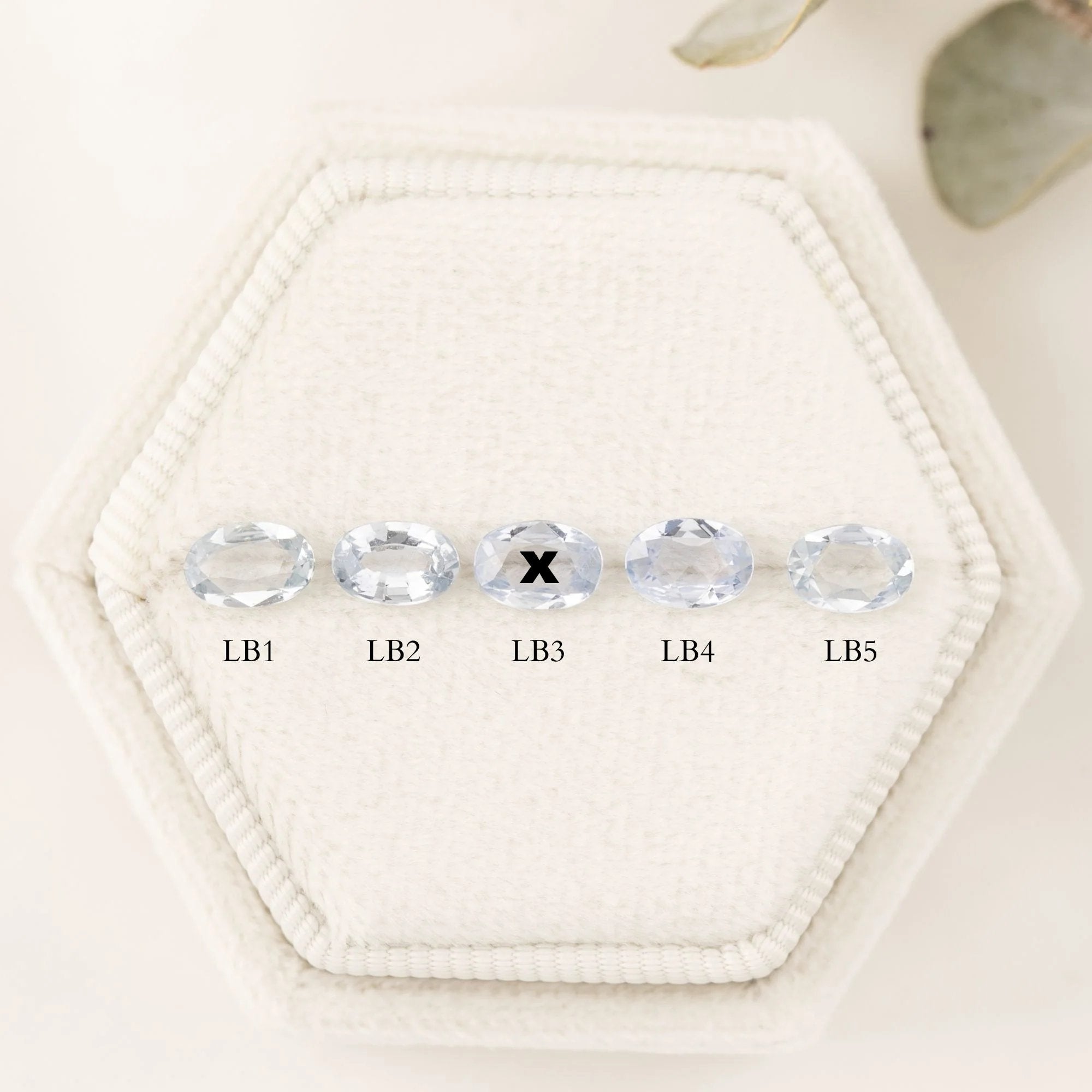 Five different light blue Oval 0.50ct Unheated Madagascar Sapphires