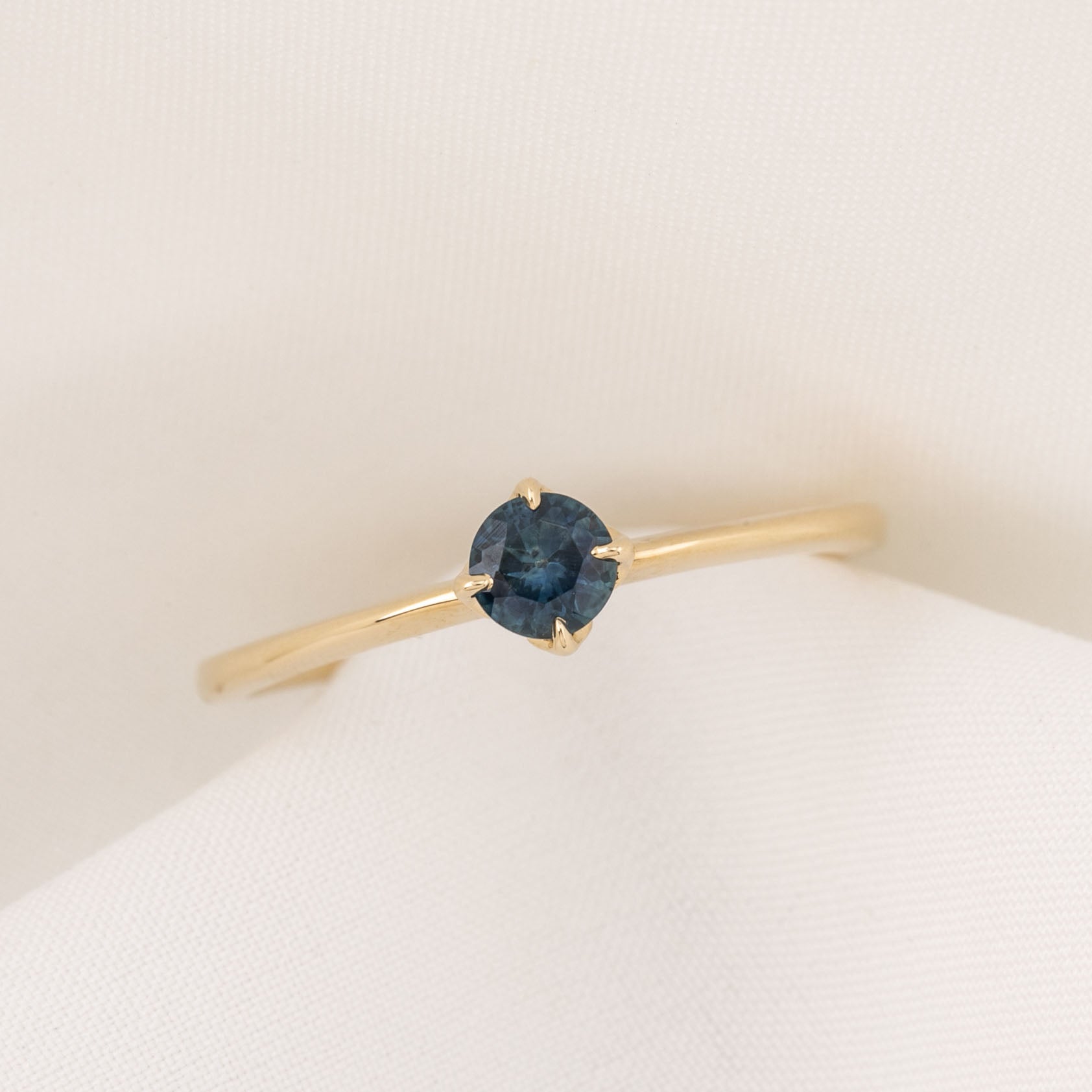 Alice Ring, 0.30ct Blue Green Montana Sapphire