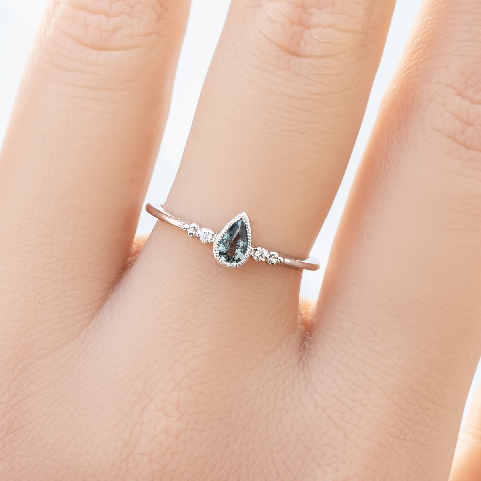 Estel Bezel Ring, 0.35ct Unheated Teardrop Sapphire