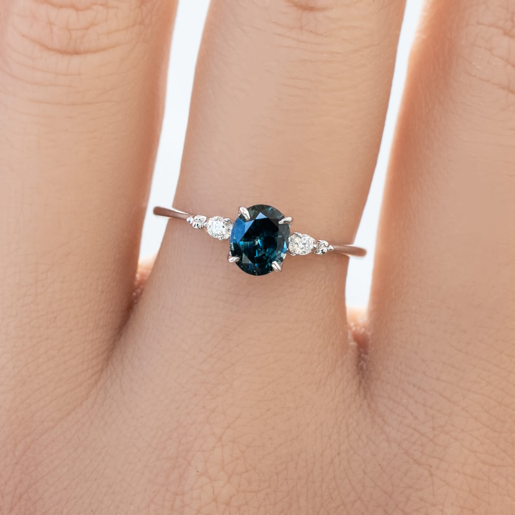 Estel Ring, 0.80ct Montana Sapphire, oval shape gemstone