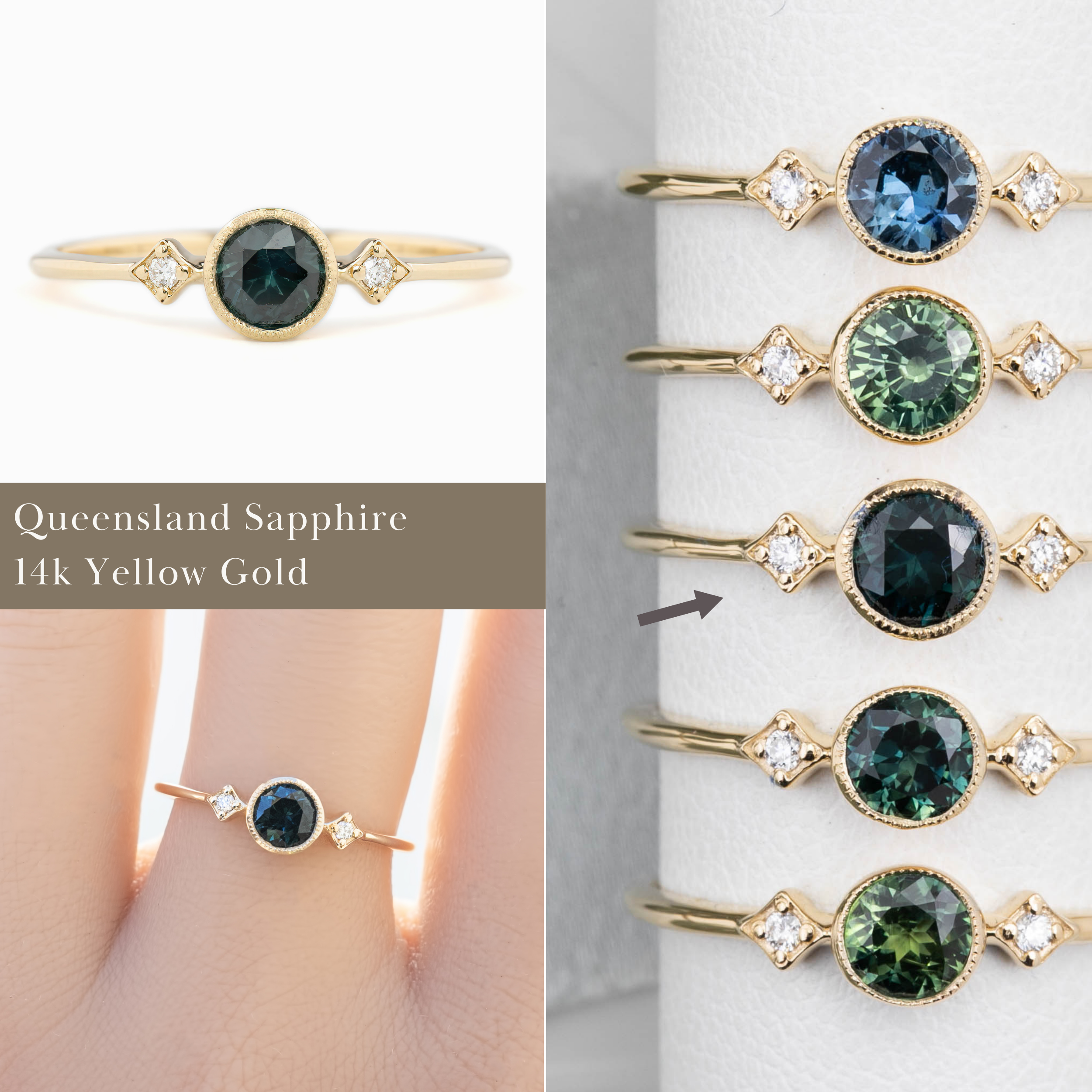 Moon & Star Ring, 0.45ct Sapphire