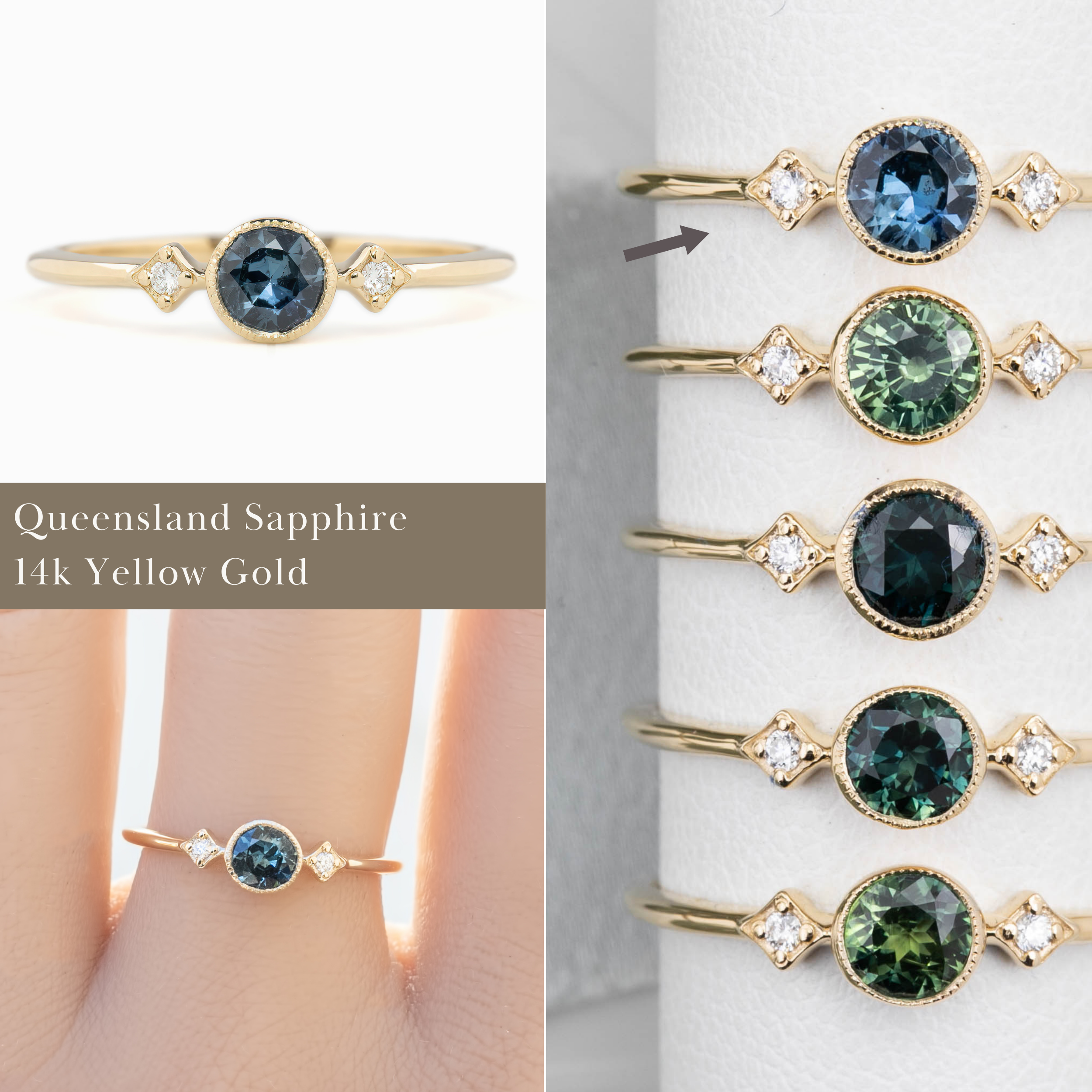 Moon & Star Ring, 0.45ct Sapphire