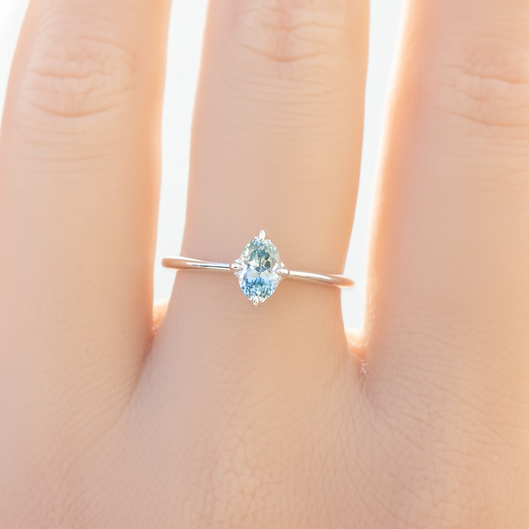 Alice Ring, 0.65ct Light Blue Sapphire