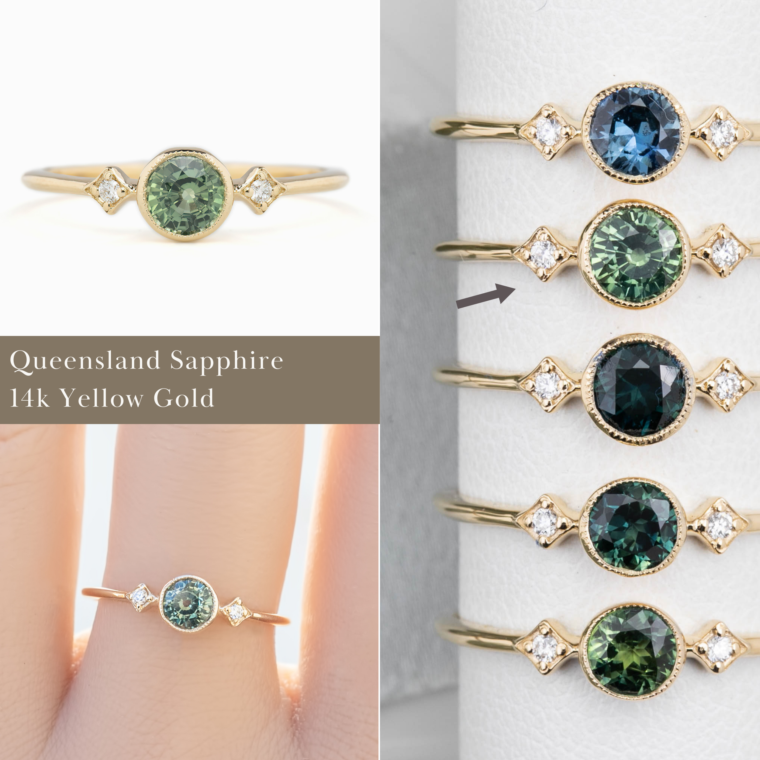 Moon & Star Ring, 0.45ct Sapphire