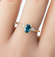 Estel Ring, 0.75ct Montana Sapphire, oval shape gemstone