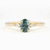 Estel Ring 6.5mm Oval Blue Green Montana Sapphire 14K Yellow Gold