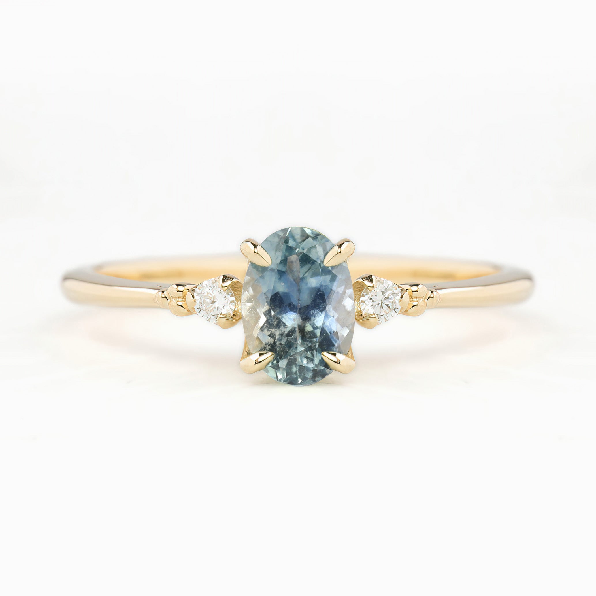 Estel Ring 6.5mm Oval Light Blue Montana Sapphire 14K Yellow Gold