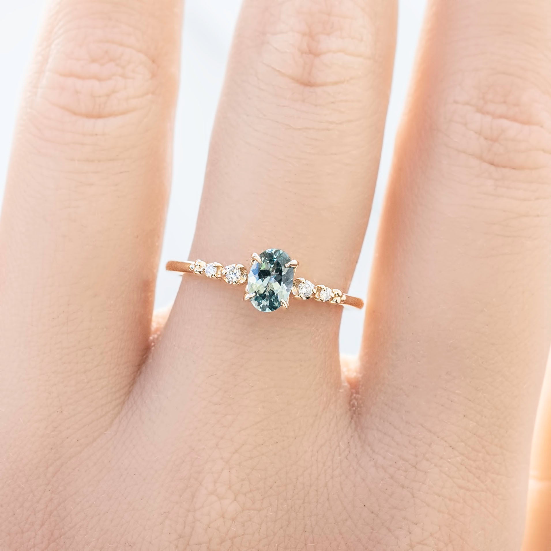 Estel Fleur Ring, 0.60ct Montana Sapphire, oval shape gemstone