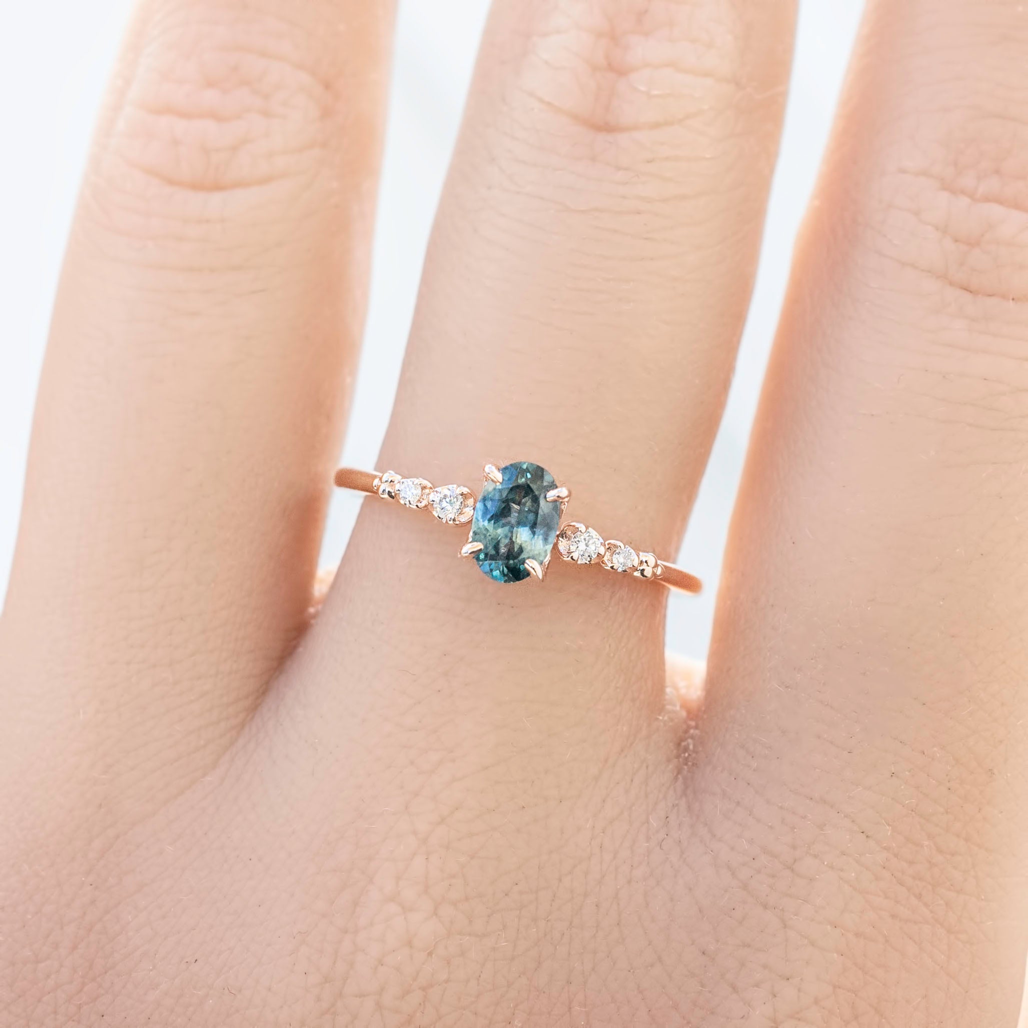 Estel Fleur Ring, 0.60ct Montana Sapphire, oval shape gemstone