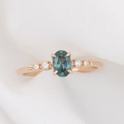 Estel Fleur Ring, 0.60ct Montana Sapphire, oval shape gemstone