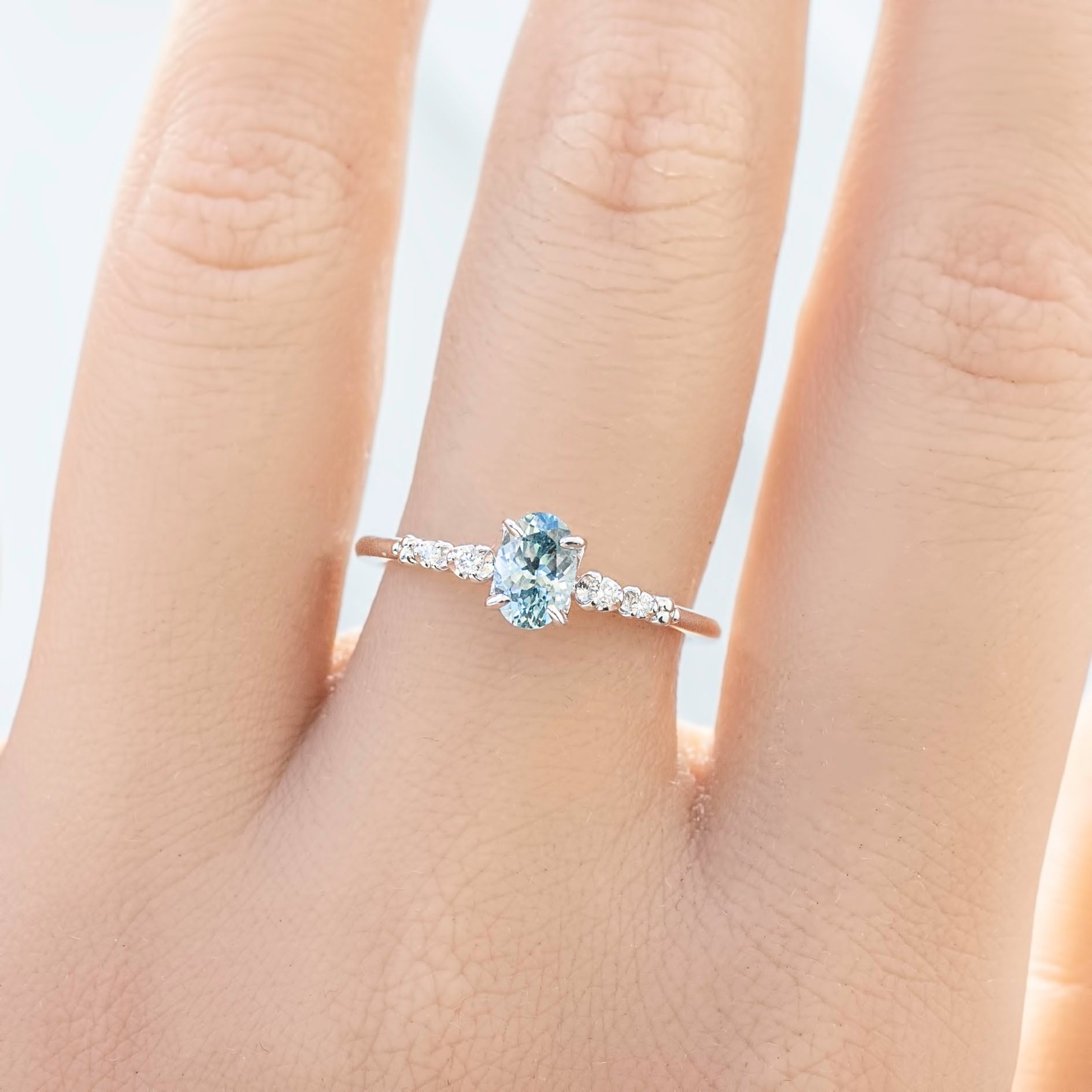 Estel Fleur Ring, 0.60ct Montana Sapphire, oval shape gemstone