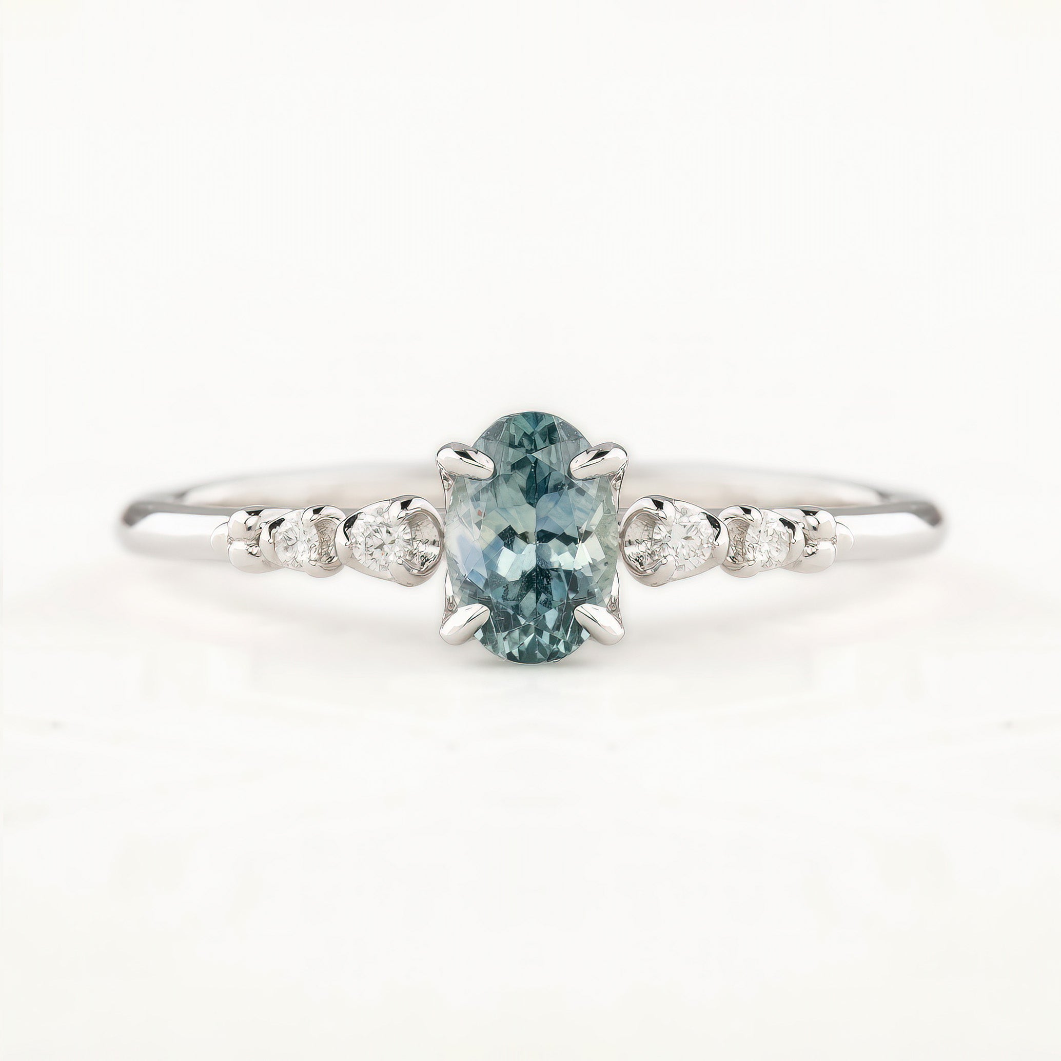 Estel Fleur Ring, 0.60ct Montana Sapphire, oval shape gemstone