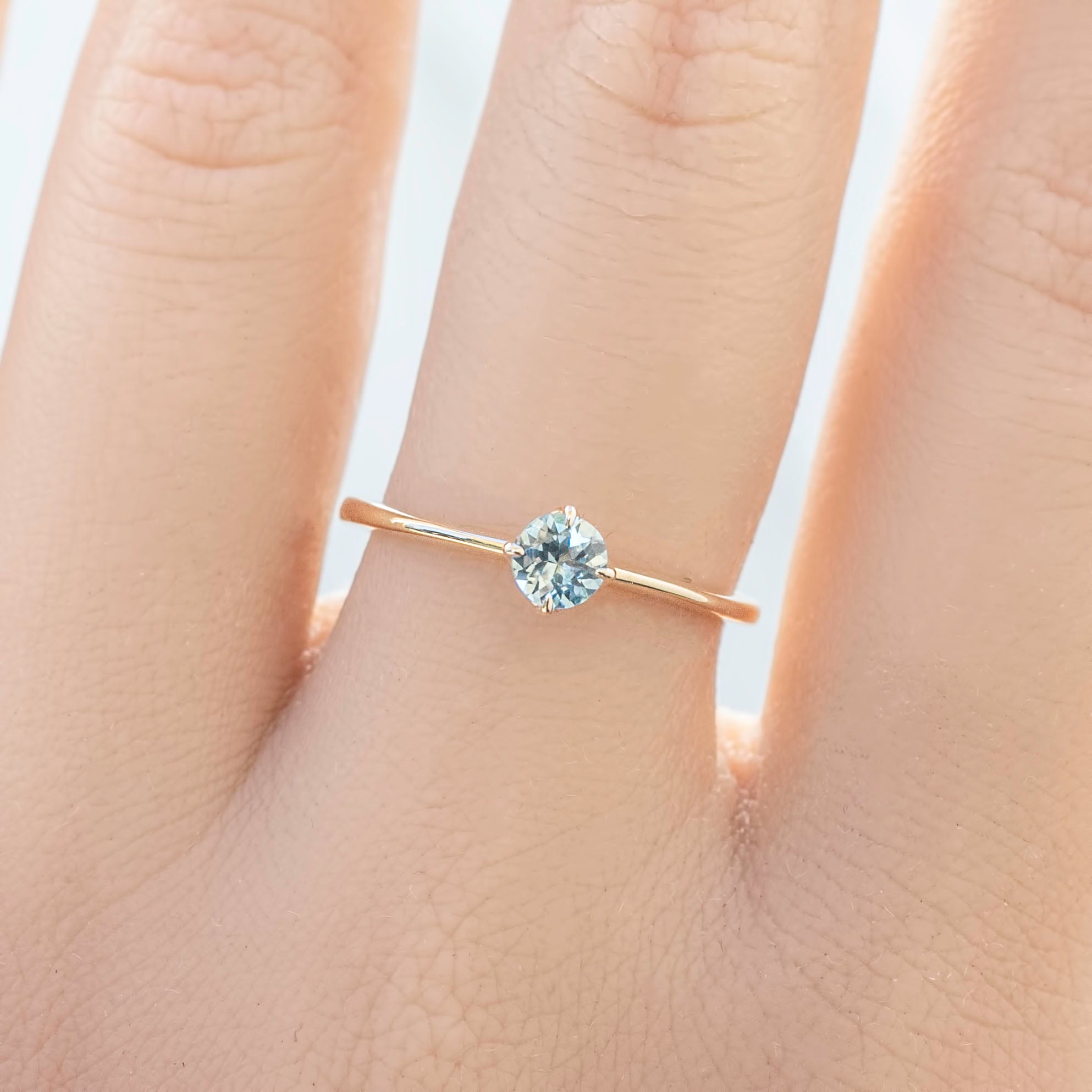 Alice Ring, 0.30ct Blue Green Montana Sapphire