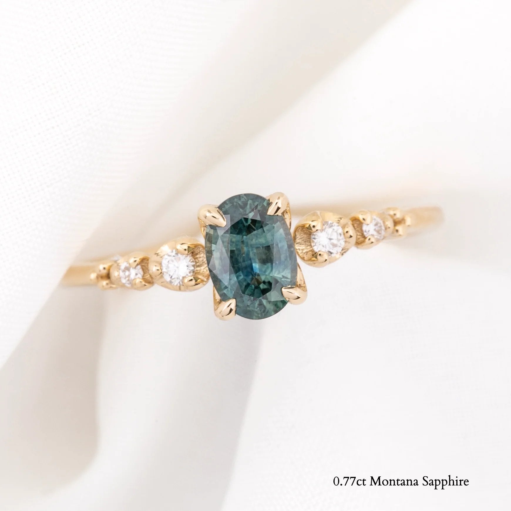 Estel Fleur Ring, 0.60 0.70ct Montana Sapphire, oval shape gemstone