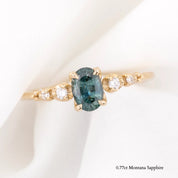 Estel Fleur Ring, 0.60 0.70ct Montana Sapphire, oval shape gemstone