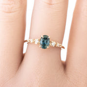 Estel Fleur Ring, 0.60 0.70ct Montana Sapphire, oval shape gemstone