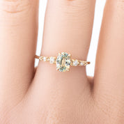 Estel Fleur Ring, 0.60 0.70ct Montana Sapphire, oval shape gemstone