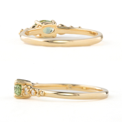 Estel Fleur Low Profile Ring, Blue Green Montana Sapphire, oval shape gemstone