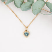 14K Gold Spira Heart-Cut Blue-Green Montana Sapphire Charm Necklace