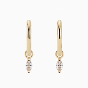 14K gold hoop earrings with marquise-cut natural diamond charms