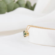 Classic 6 Prong 0.94ct Blue Green Sapphire Necklace
