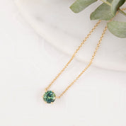 Classic 6 Prong 0.94ct Blue Green Sapphire Necklace